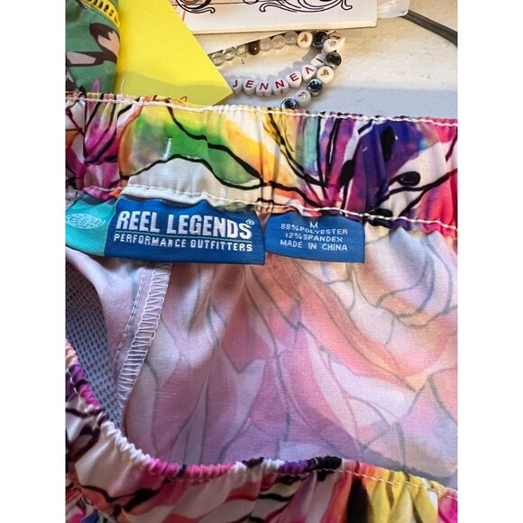 Reel Legends Women's Size Medium Tropical Floral Print Pull On Stretch Short Ela - Picture 5 of 7